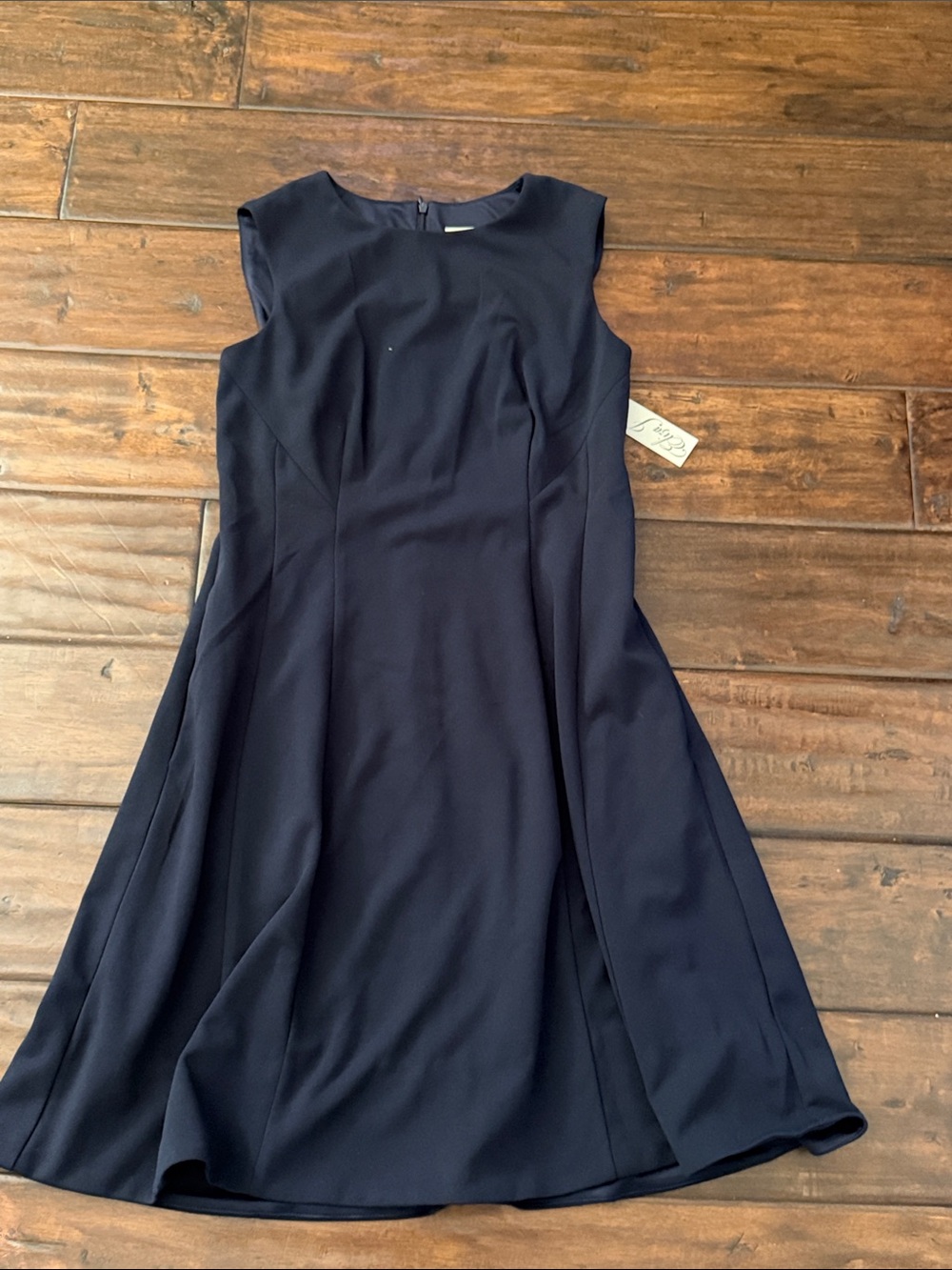 Eliza J Navy Fit-and-Flare Midi Dress